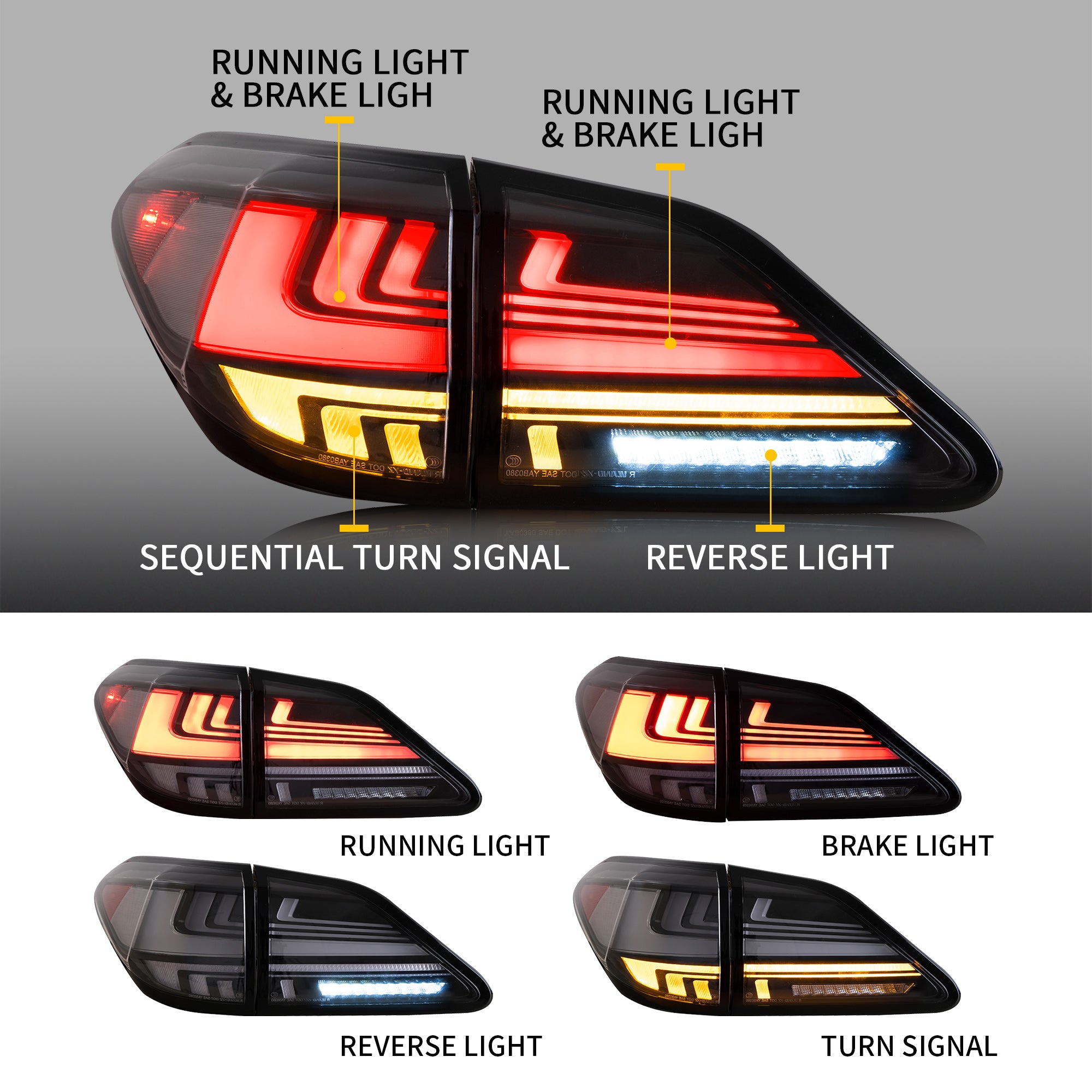 LED Rear Tail Lights For 2010-2015 Lexus RX 350 450h 270