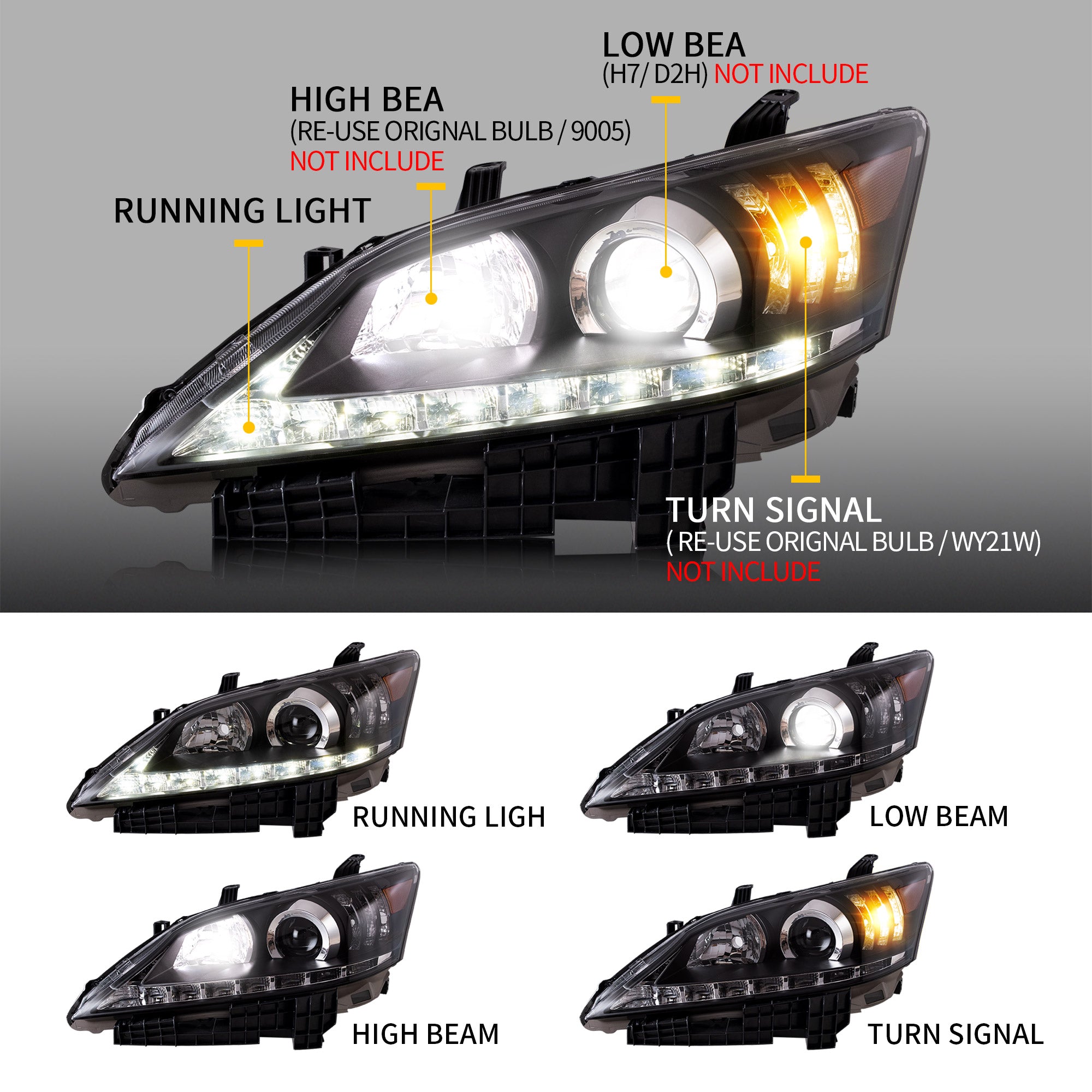 LED Headlights For 2010-2012 Lexus ES350 [XV40]